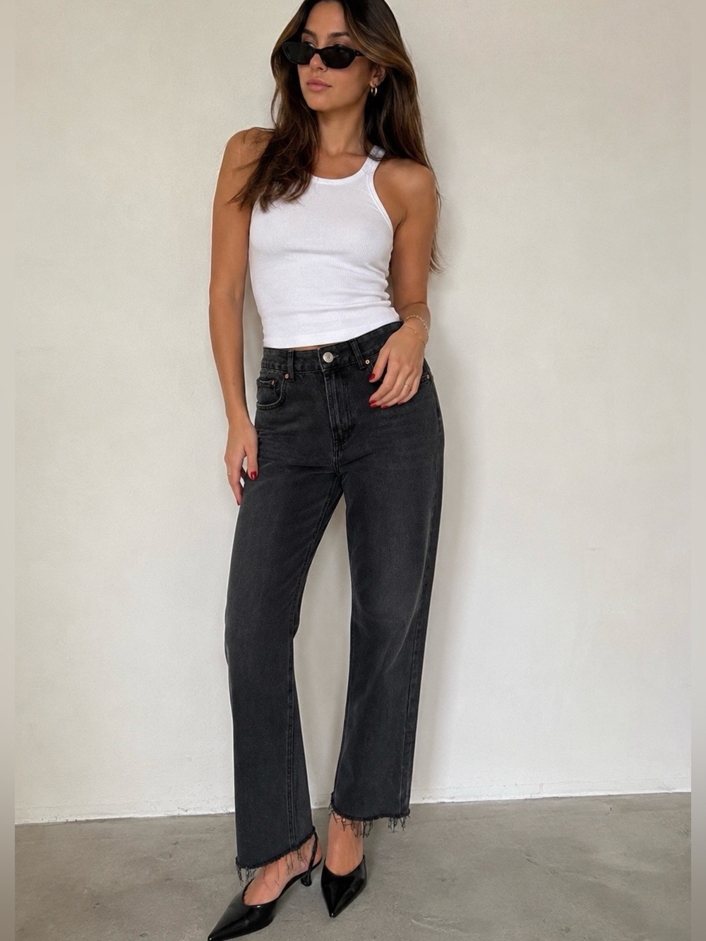 Blue Savvy High Rise Jeans Black Wash Raw Hem Mom Denim 9 29